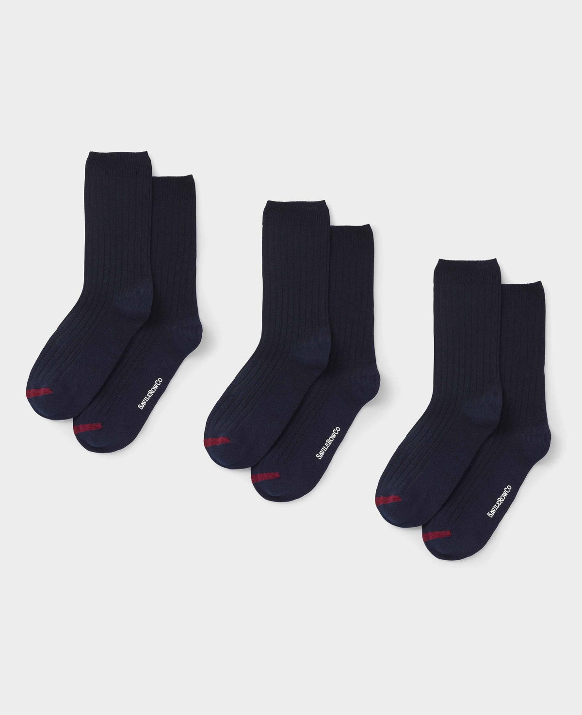 Men's Navy Cotton Rich Three Pack Socks unfolded view