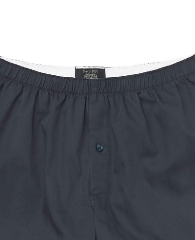 Navy Cotton Satin Stripe Boxing Shorts