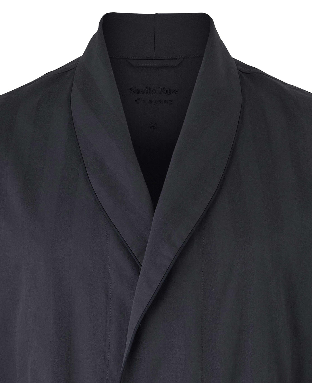 Navy Cotton Satin Stripe Dressing Gown
