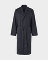 Navy Cotton Satin Stripe Dressing Gown