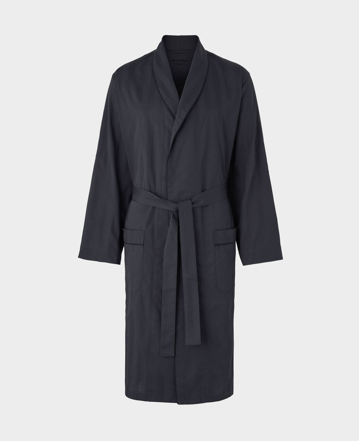 Navy Cotton Satin Stripe Dressing Gown
