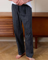 Navy Cotton Satin Stripe Lounge Pants