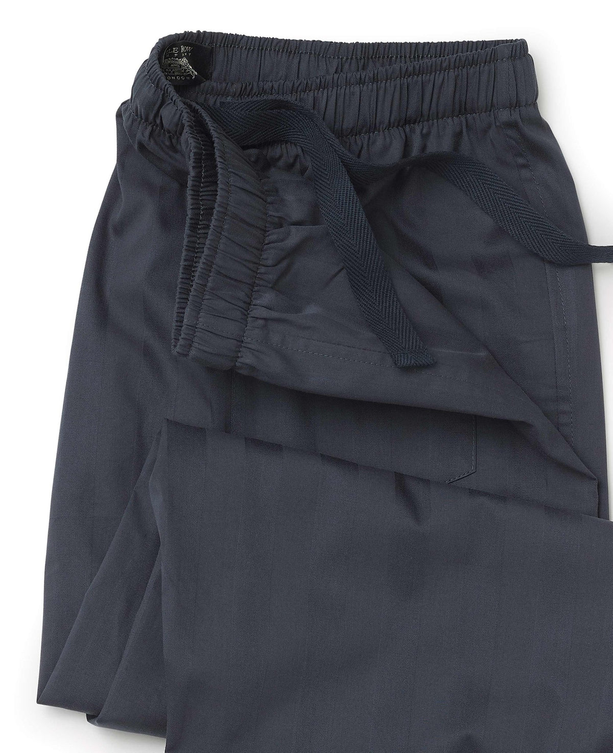 Navy Cotton Satin Stripe Lounge Pants