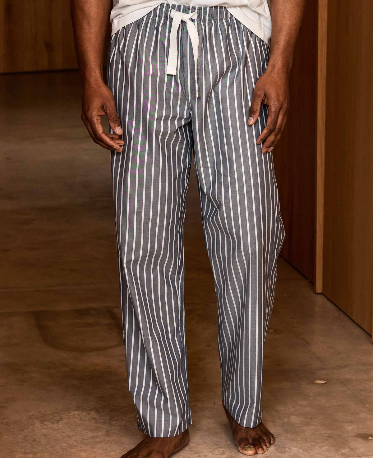 Navy Cotton Striped Lounge Pants