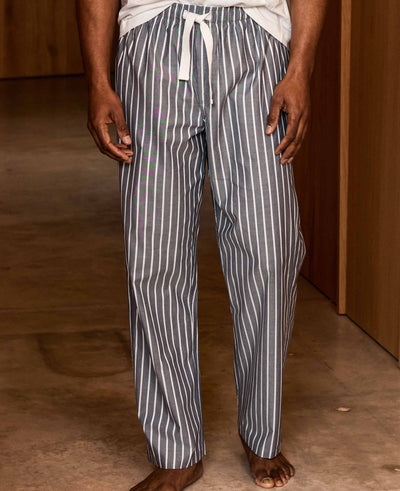 Navy Cotton Striped Lounge Pants