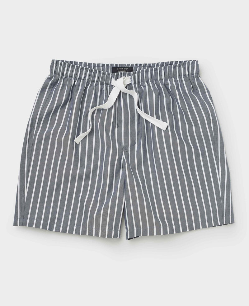Navy Cotton Striped Lounge Shorts