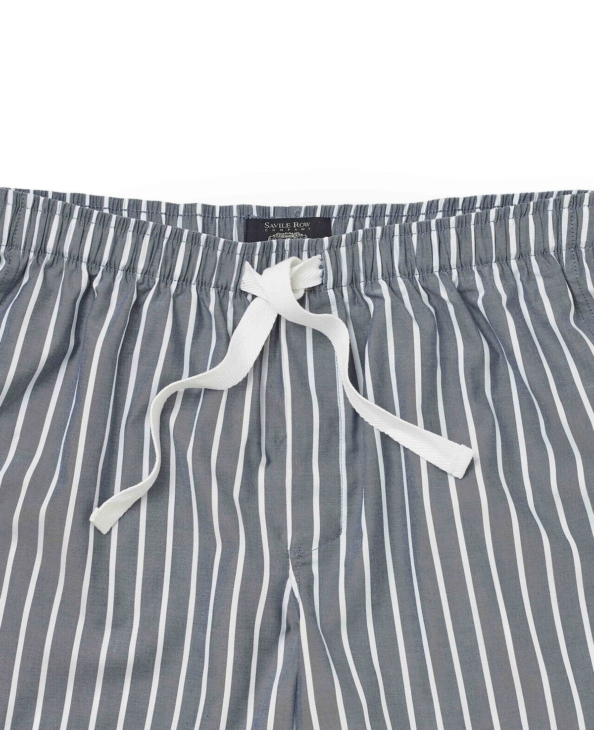 Men's Navy Cotton Striped Lounge Shorts  waist detail