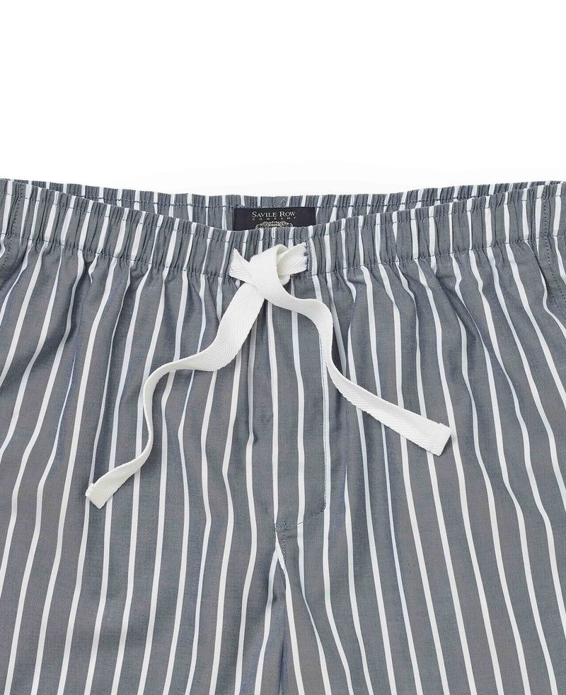 Navy Cotton Striped Lounge Shorts