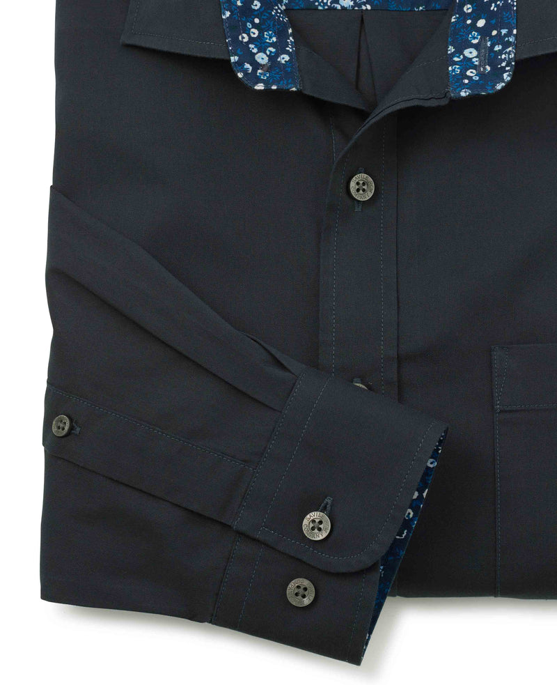 Navy Cotton Twill Classic Fit Casual Shirt