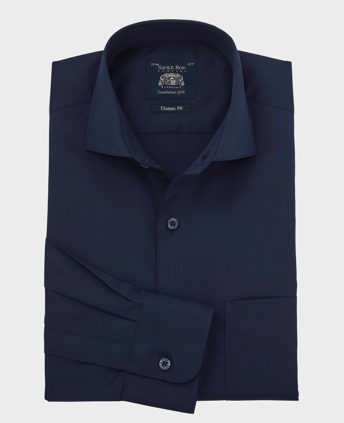Navy Cotton Twill Classic Fit Formal Shirt - Single Cuff