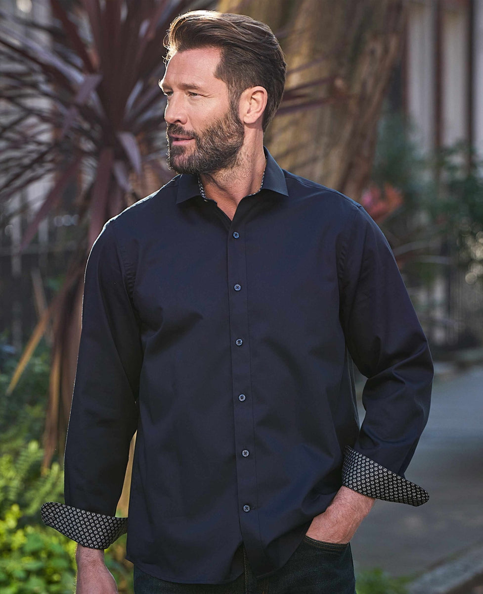 Ultra Comfort Navy Twill Dress Shirt