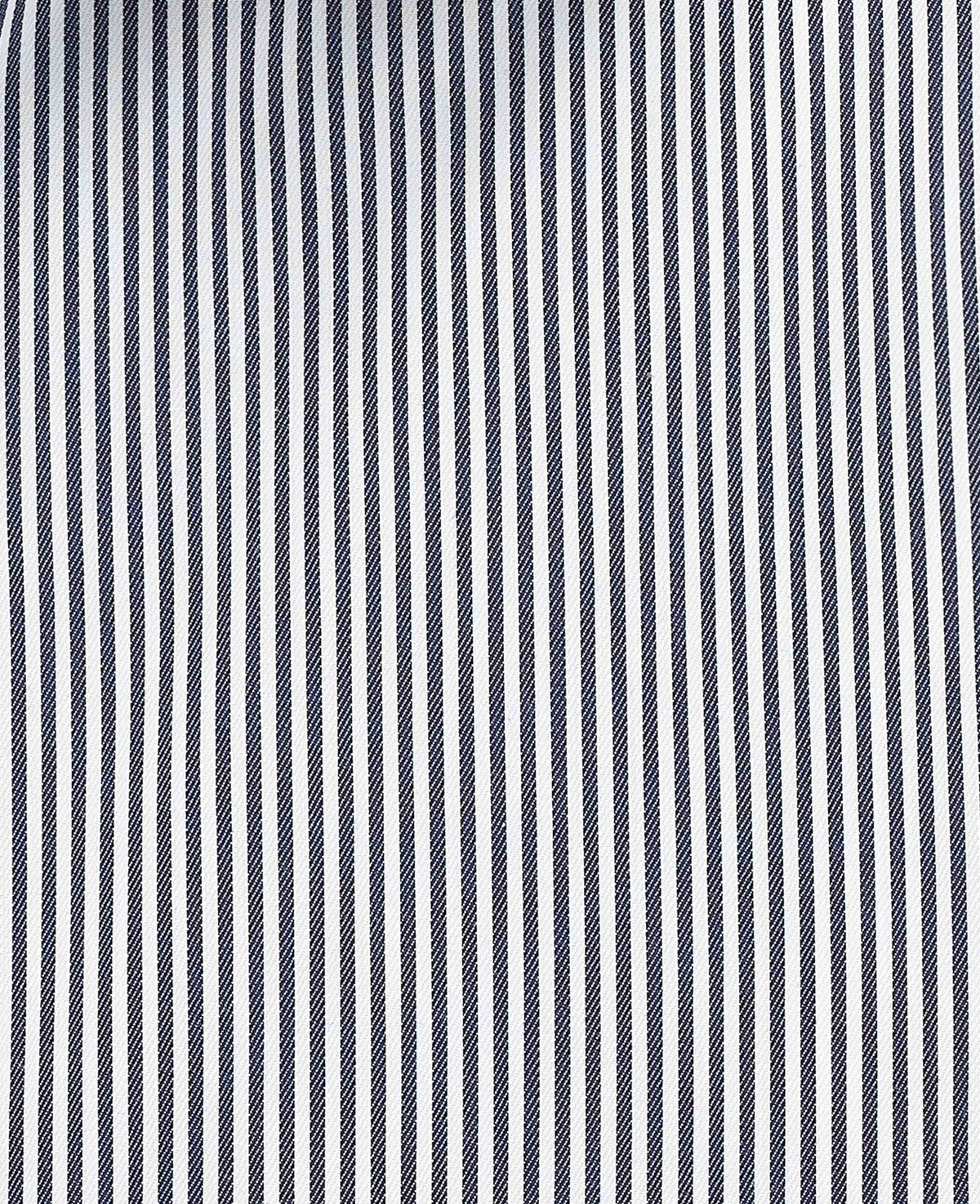 Navy Cotton Twill Classic Fit Striped Smart Casual Shirt - Single Cuff