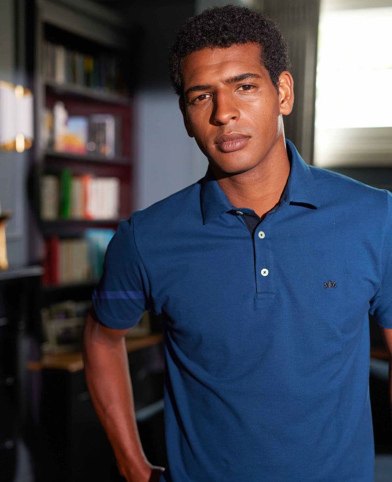 Denim Blue Short Sleeve Polo Shirt