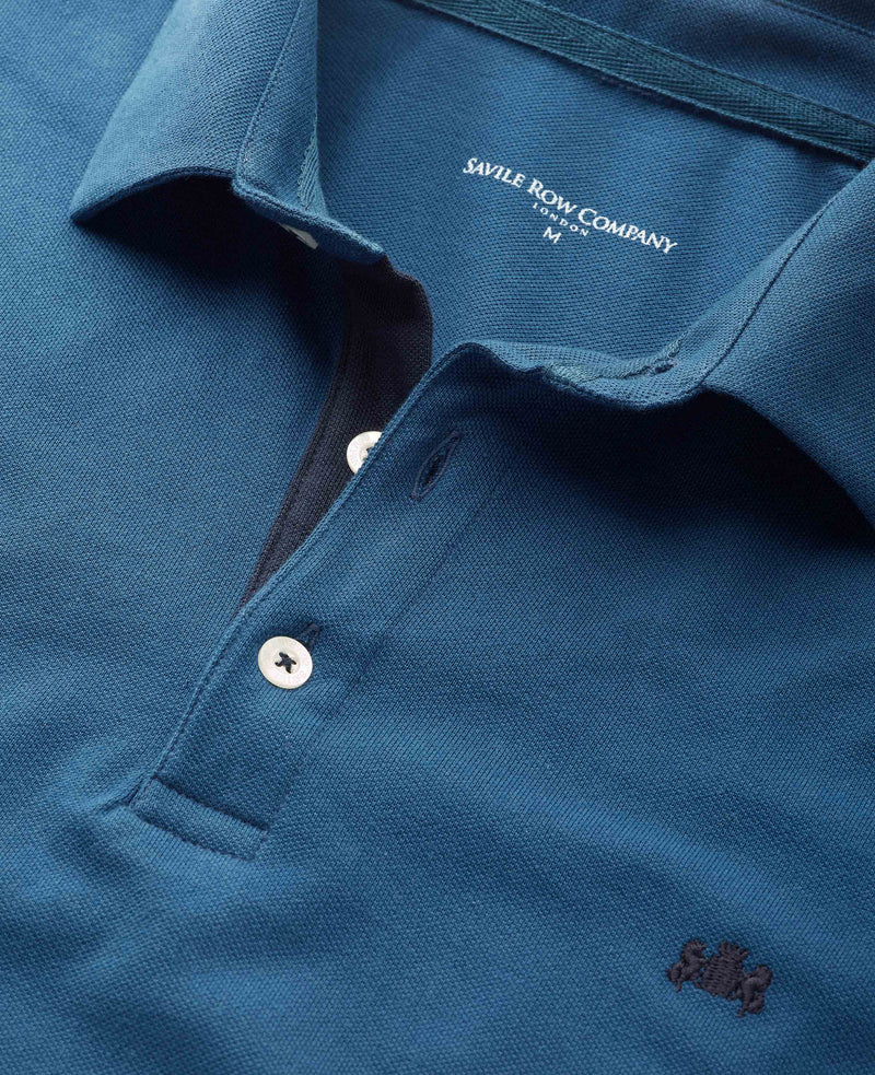 Denim Blue Long Sleeve Polo Shirt