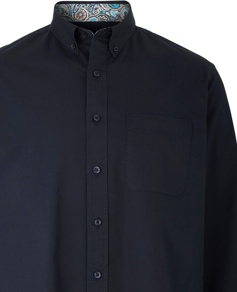 Navy Fine Twill Button-Down Casual Shirt - Chest Detail - 1399NAV