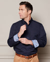 Navy Fine Twill Button-Down Casual Shirt