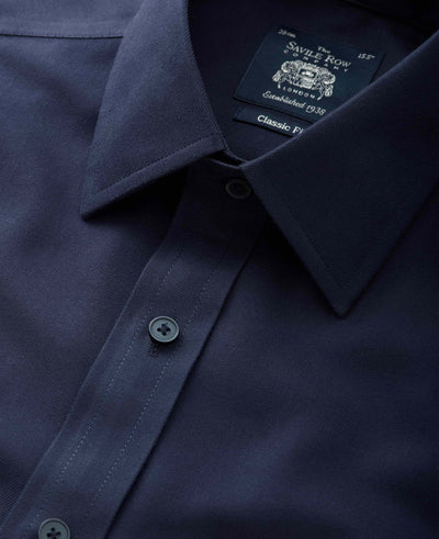 Navy Fine Twill Classic Fit Non-Iron Formal Shirt - Single Cuff