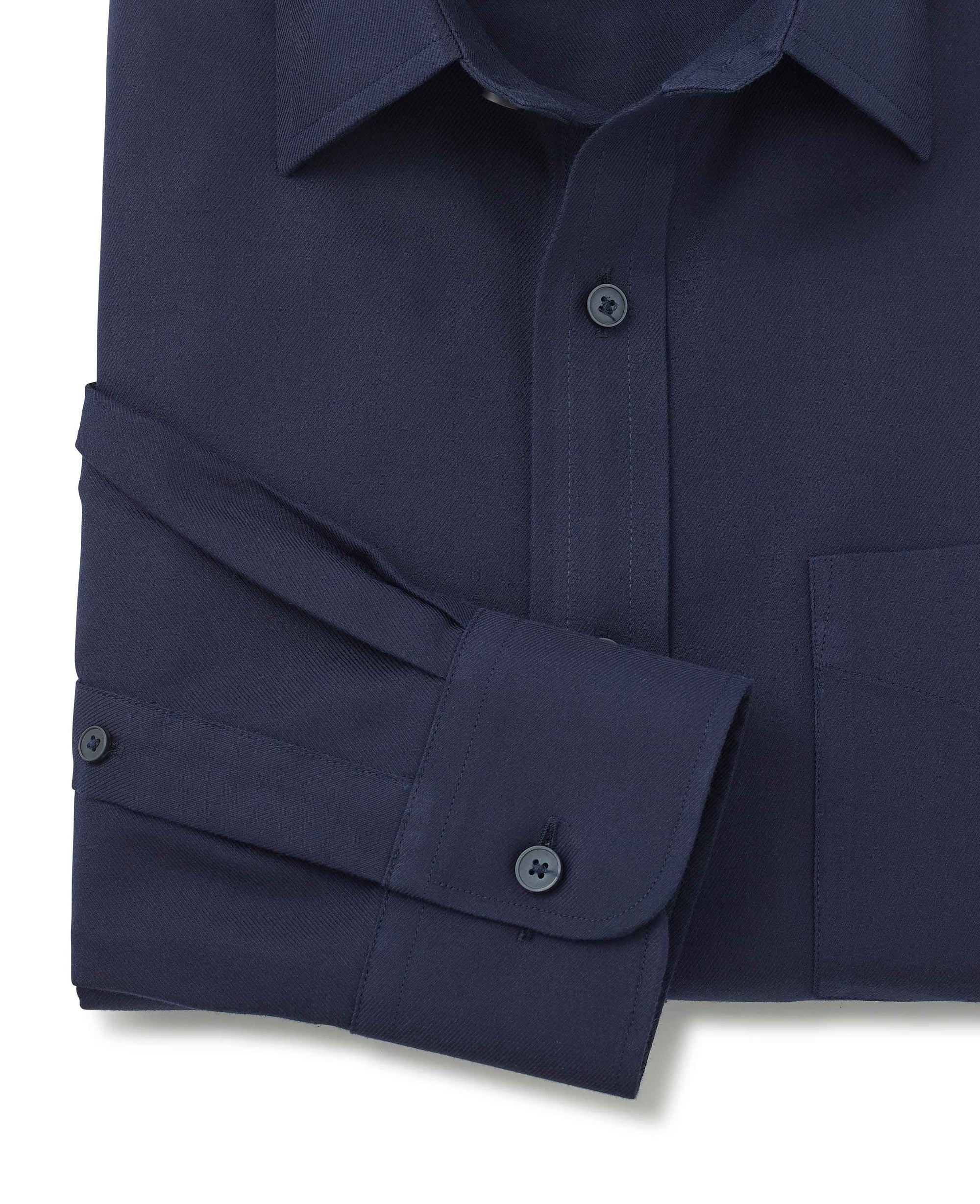 Men's Navy Twill Classic Fit Non-Iron Formal Shirt With Single Cuffs | Savile Row Company Men's Navy Twill Classic Fit Non-Iron Formal Shirt With Single Cuffs | Savile Row Company
