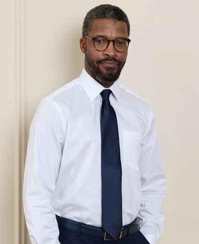 Navy Fine Twill Silk Tie