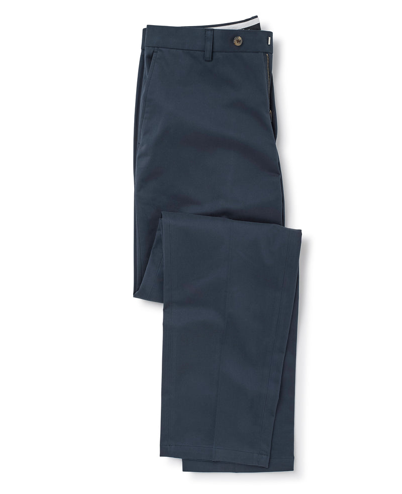 Navy Flat Front Stretch Cotton Slim Fit Chinos Folded Shot