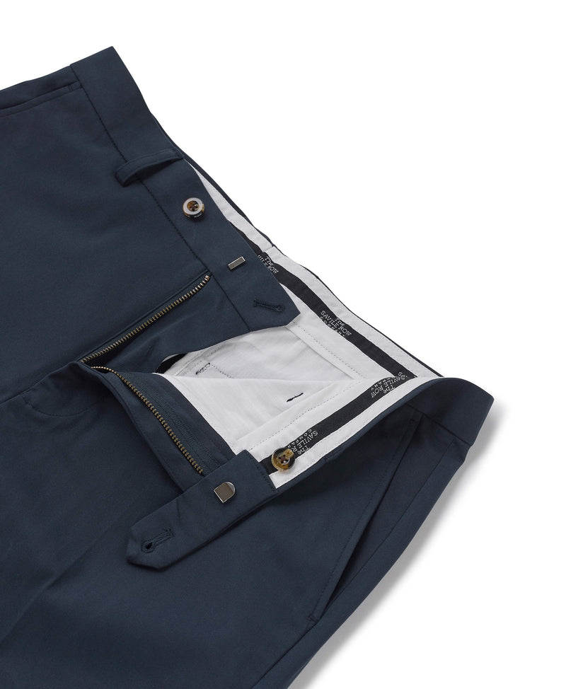 Navy Stretch Cotton Classic Fit Flat Front Chinos