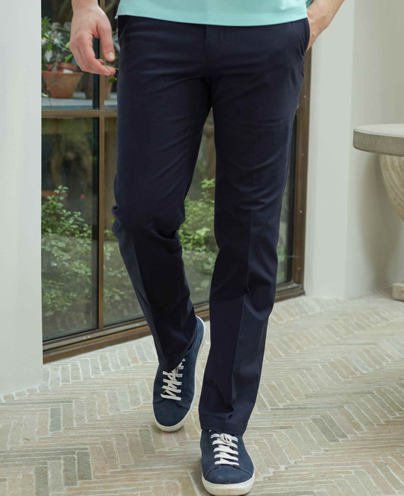 Navy flat front stretch cotton slim fit chinos mct332nav