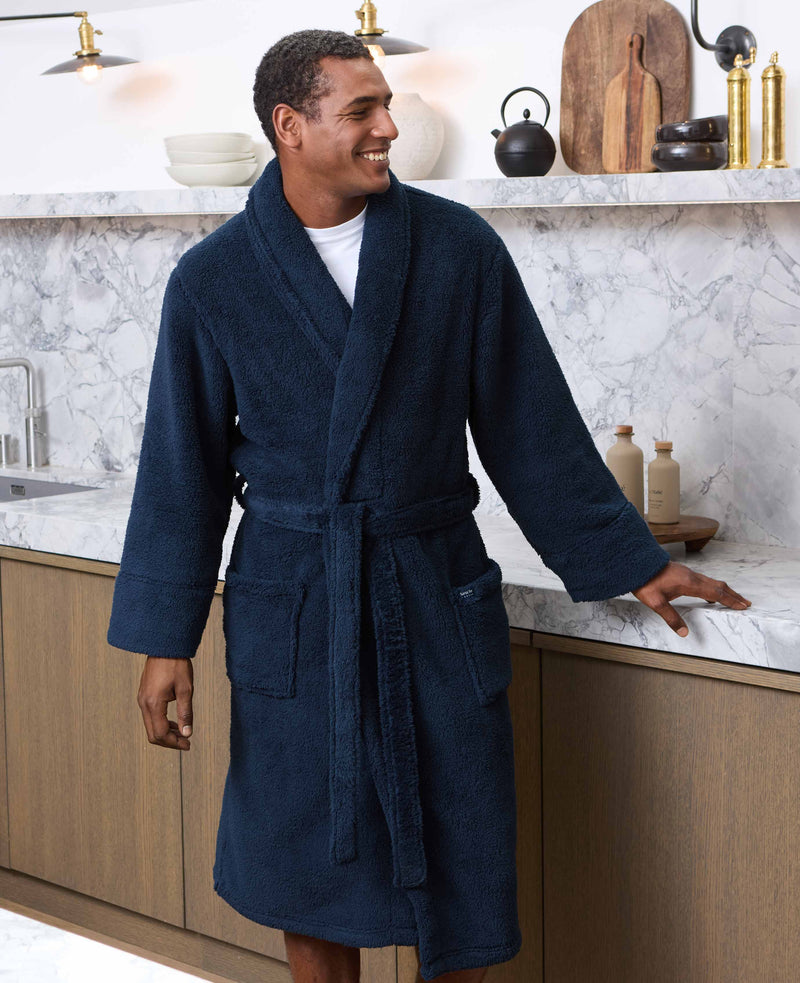 Navy Fleece Dressing Gown