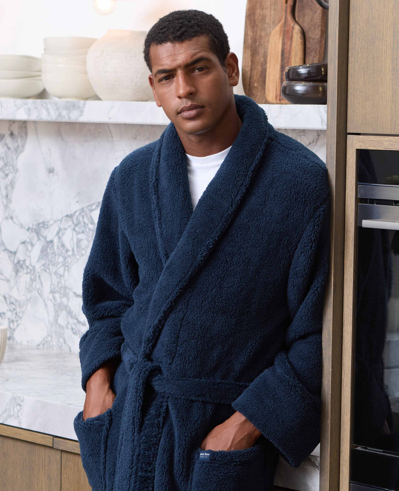Navy Fleece Dressing Gown