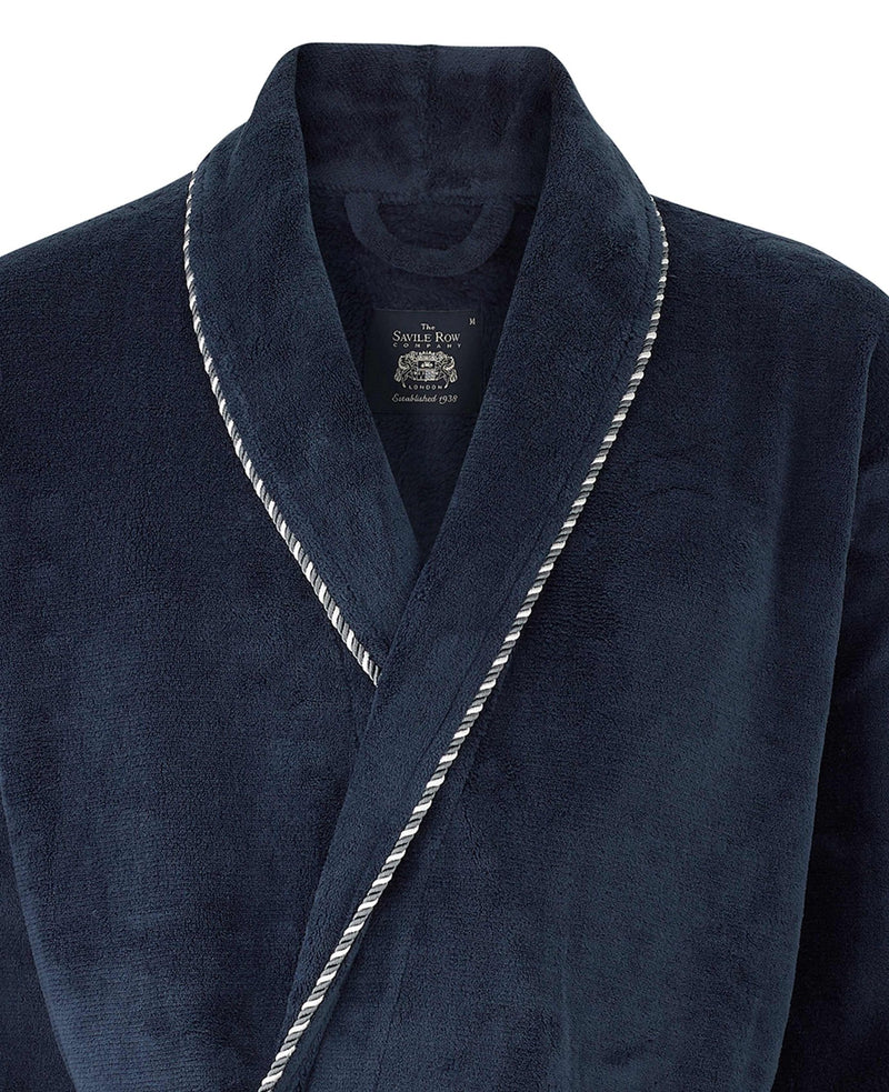 Navy Fleece Rope Edge Dressing Gown
