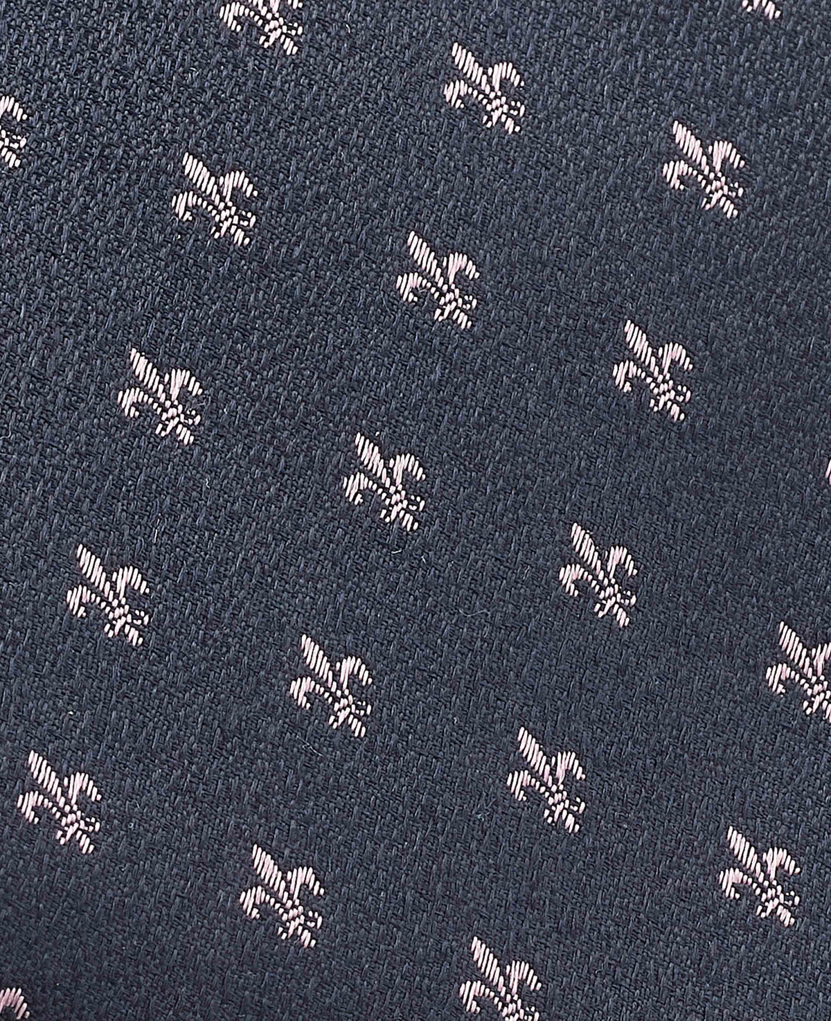 Men's Navy Fleur De Lys Silk Tie fabric detail