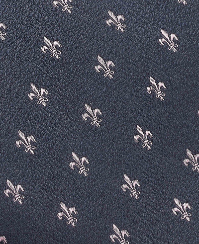 Navy Fleur De Lys Silk Tie