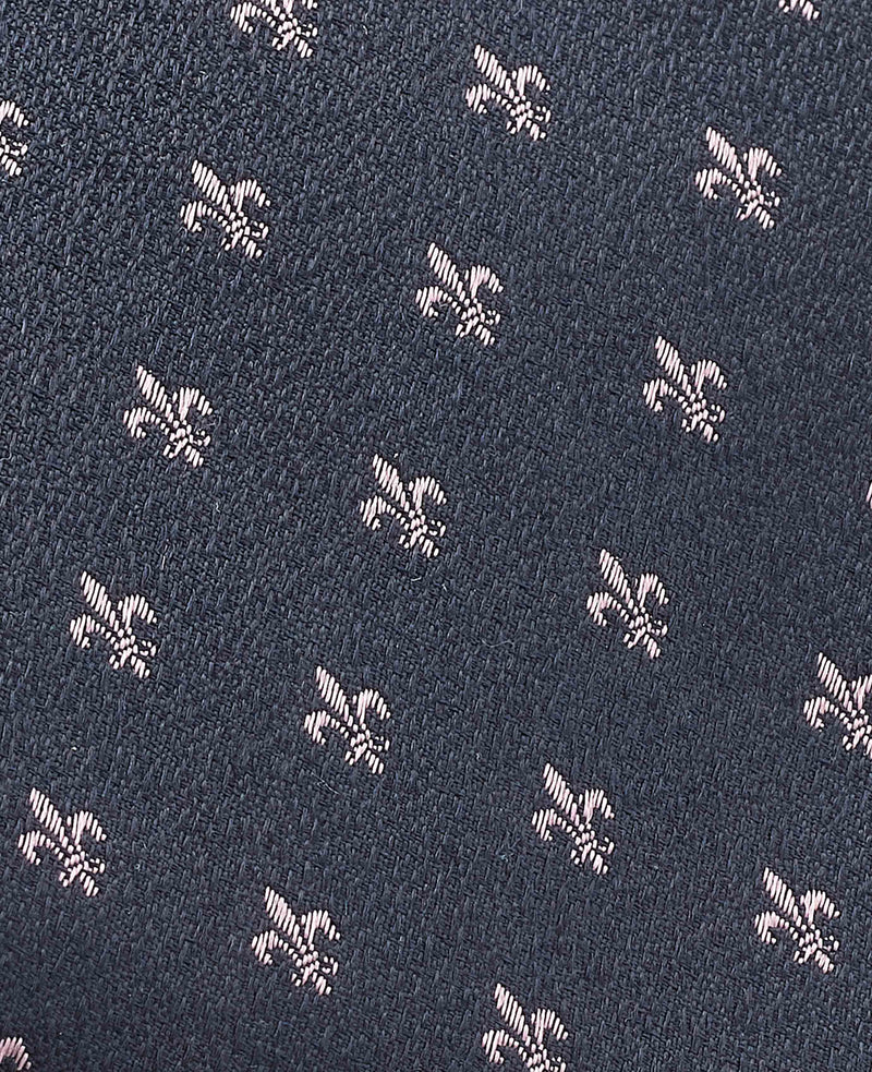 Navy Fleur De Lys Silk Tie