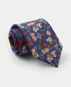 Navy Floral Print Silk Tie