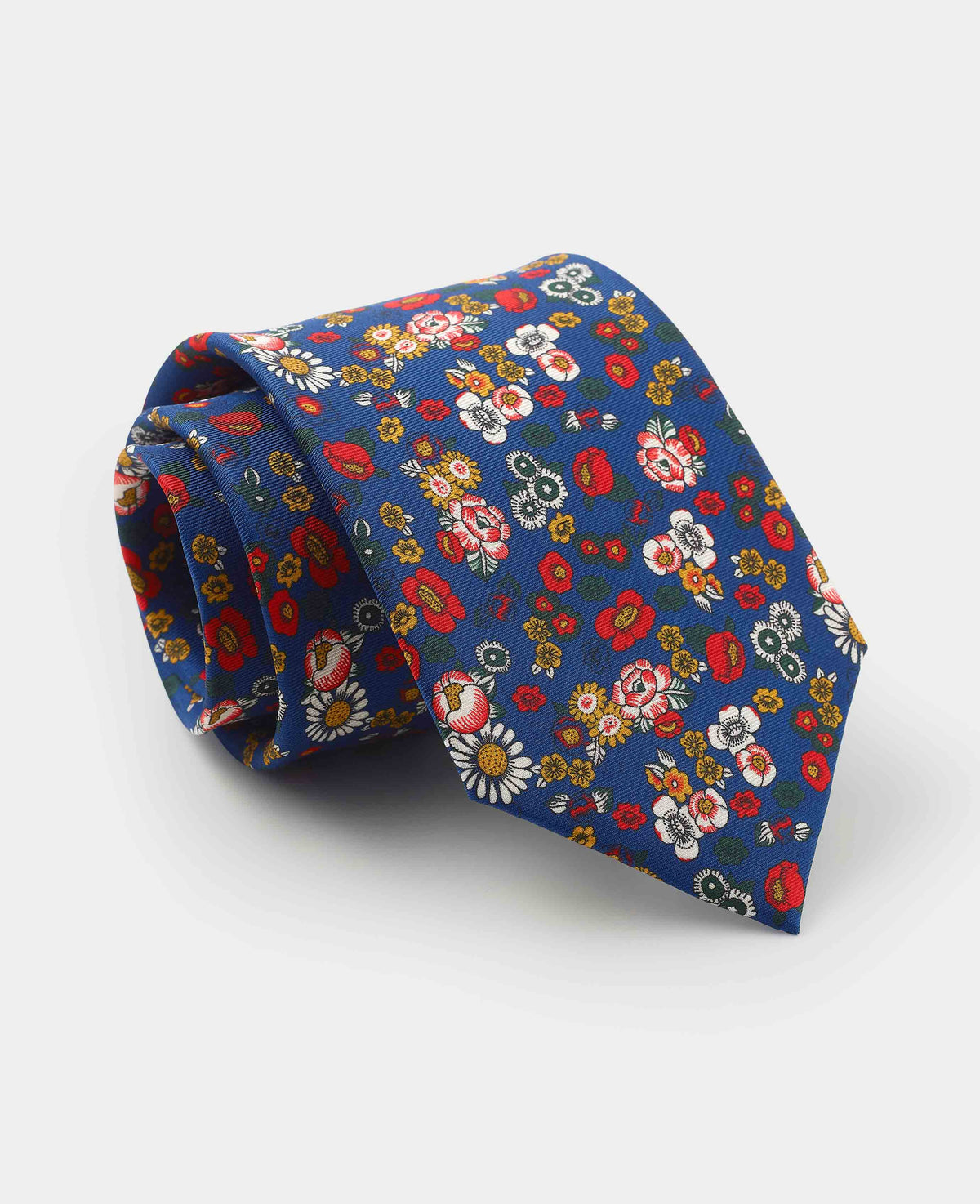 Men's Navy Floral Print Silk Tie