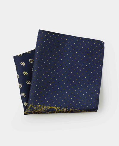 navy gold 4 in 1 silk pocket square mhk510nag000 Fold grey