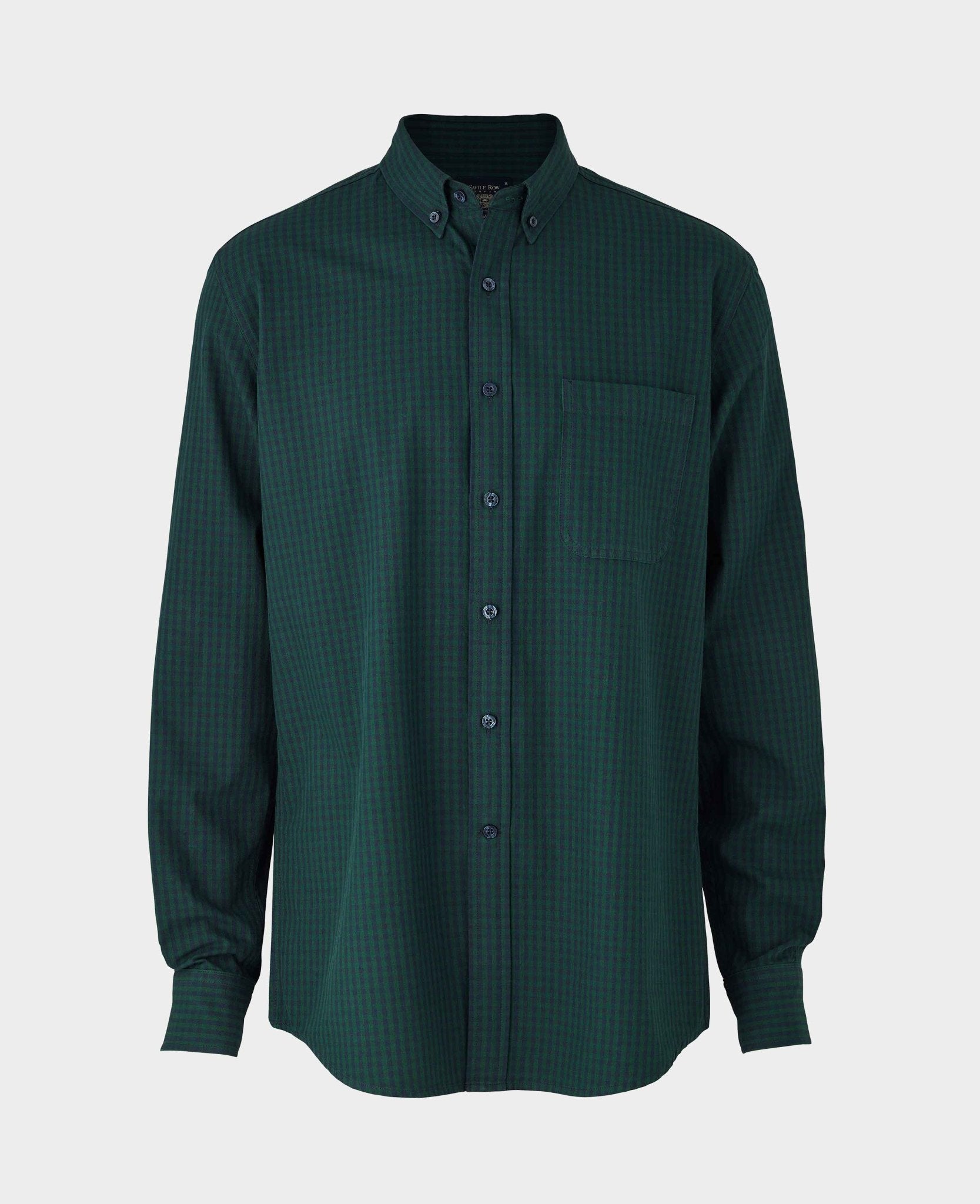 NOROLL RELAX GINGAM CHECK SHIRT OLIVE Men's Navy Green Gingham