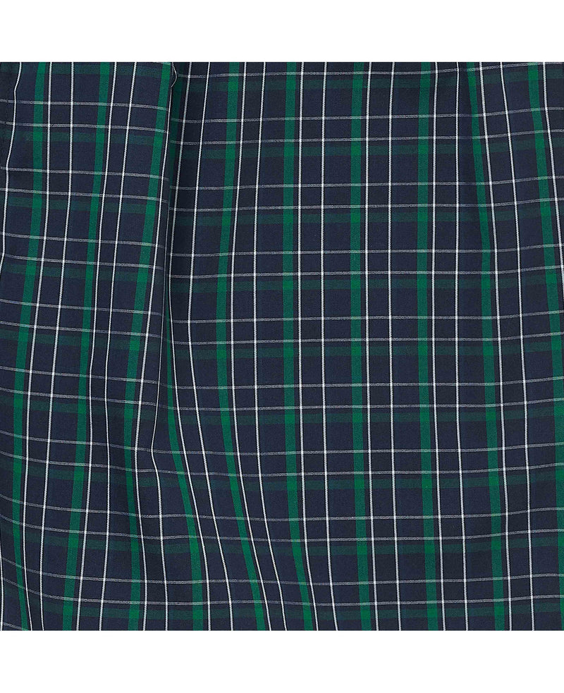 Navy Green Cotton Window Check Boxer Shorts