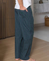 Navy Green Cotton Window Check Lounge Pants