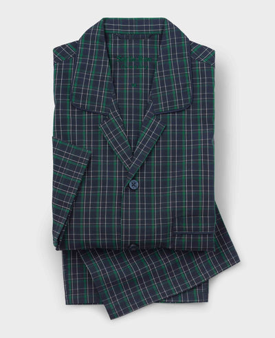 Navy Green Cotton Window Check Pyjamas