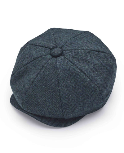 Men's Blue Herringbone Baker Boy Hat