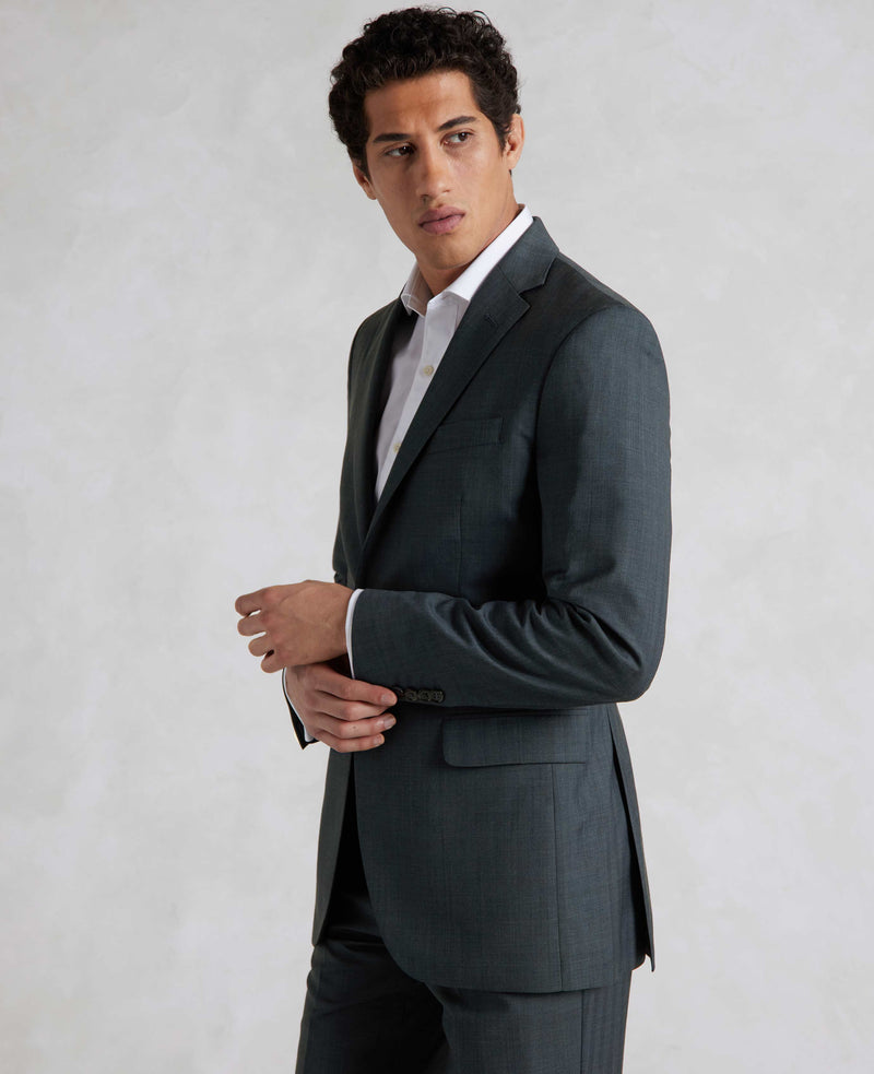 Navy Herringbone Wool-Blend Suit