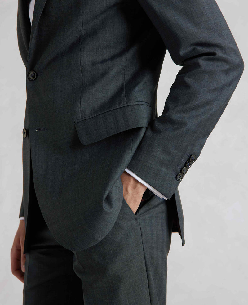 Navy Herringbone Wool-Blend Suit