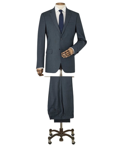 Men's Wool-Blend Suit In Navy Herringbone - One Size
