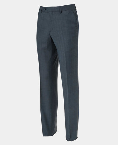 Men's Navy Herringbone Wool-Blend Suit Trousers