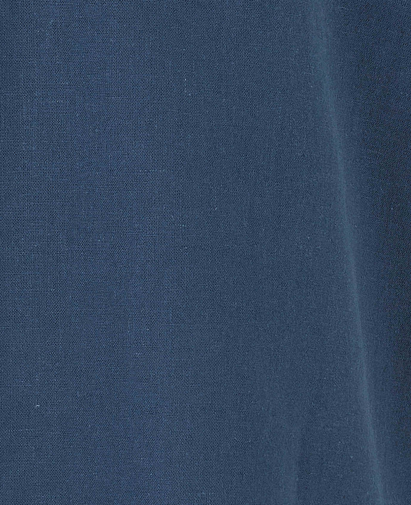 Navy Linen Cotton Classic Fit Button-Down Short Sleeve Casual Shirt