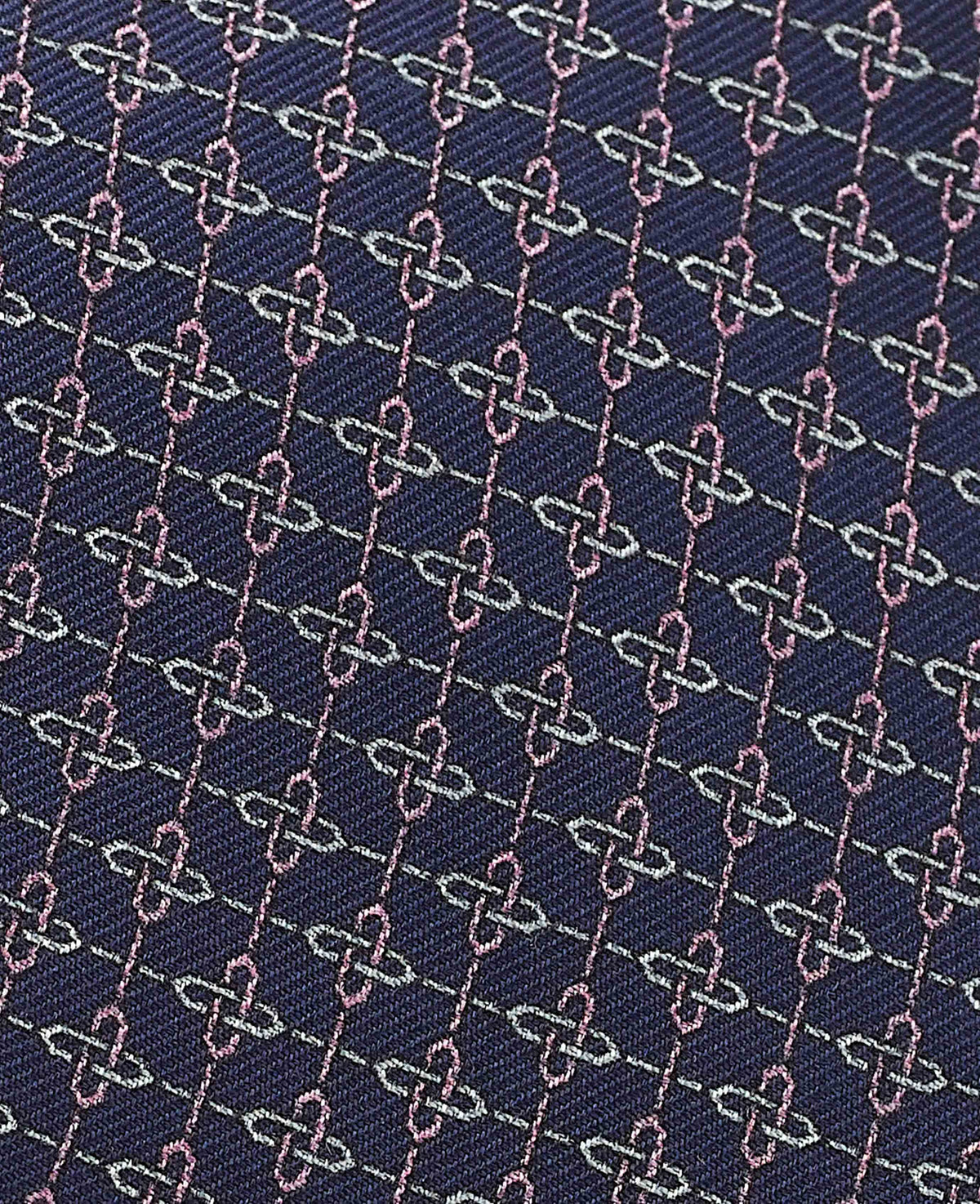Men's Navy Link Print Silk Tie fabric detail