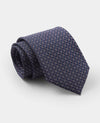 Navy Link Print Silk Tie