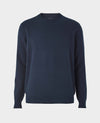 Navy Merino Wool Cashmere Crew Neck Jumper