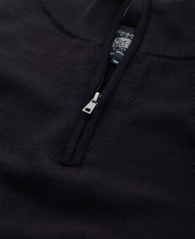 Navy Merino Wool Quarter Zip Jumper
