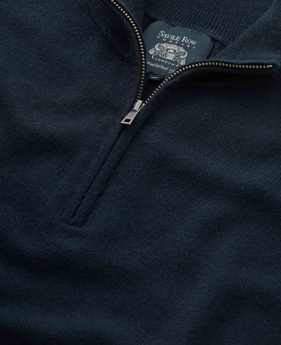 navy merino wool zip neck jumper mkw567nav Detail